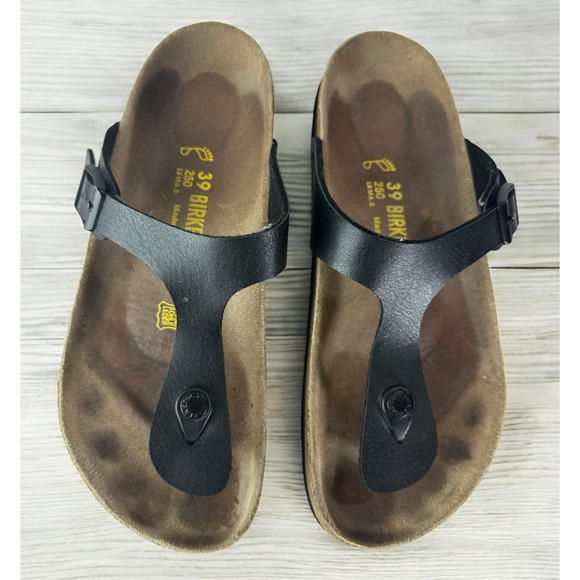 Birkenstock Gizeh Sandals Black Slides Buckle Thong 39 Women's US Size 8 - Picture 13 of 13